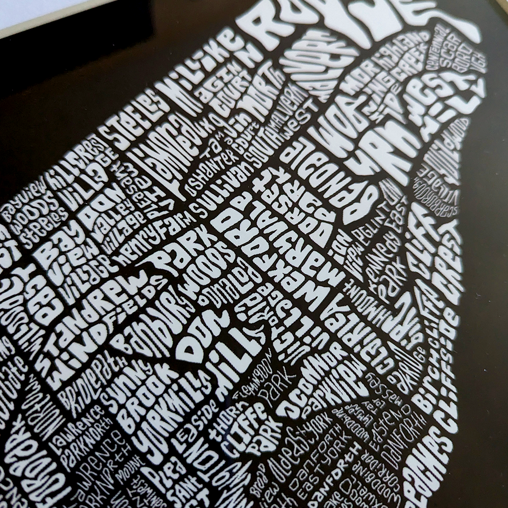 Toronto Neighbourhoods Map Lettering Poster