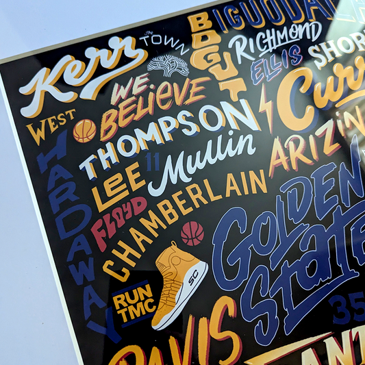 Golden State Warriors lettering collage poster