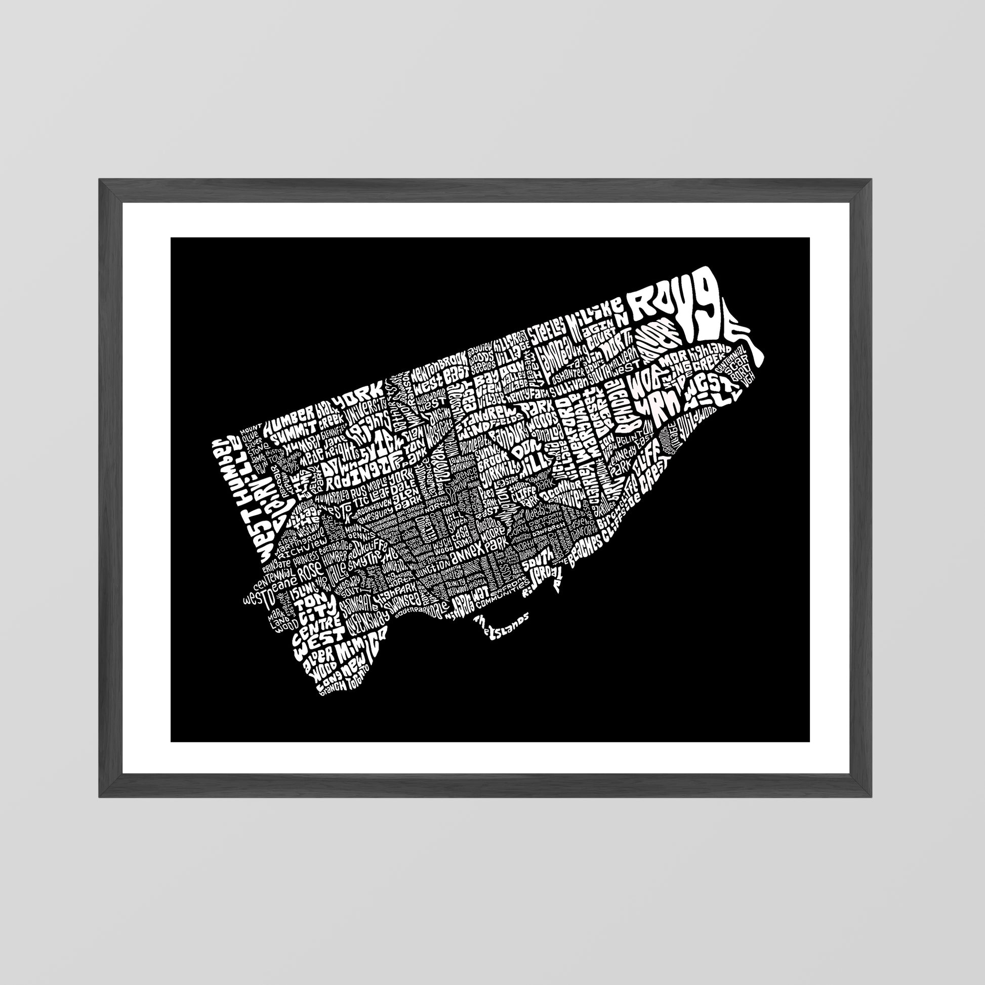 Toronto Neighbourhoods Map Lettering Poster