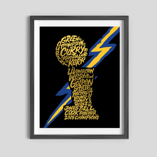 Golden State Warriors '18 inspired gold foil poster